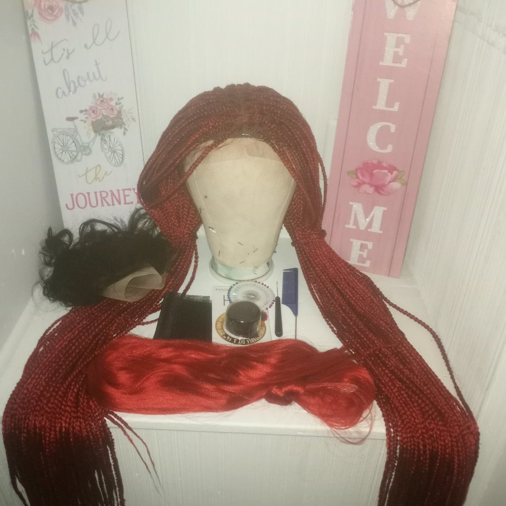 Red braided wig